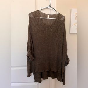 Olive Green Loose Knit Tunic Sweater